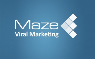 Maze Organisatie die met viral marketing werkt. Het logo symboliseert het vanzelf verspreiden van een marketing uiting. Beginnend met 1 vierkant en eindigend met drie of meer.